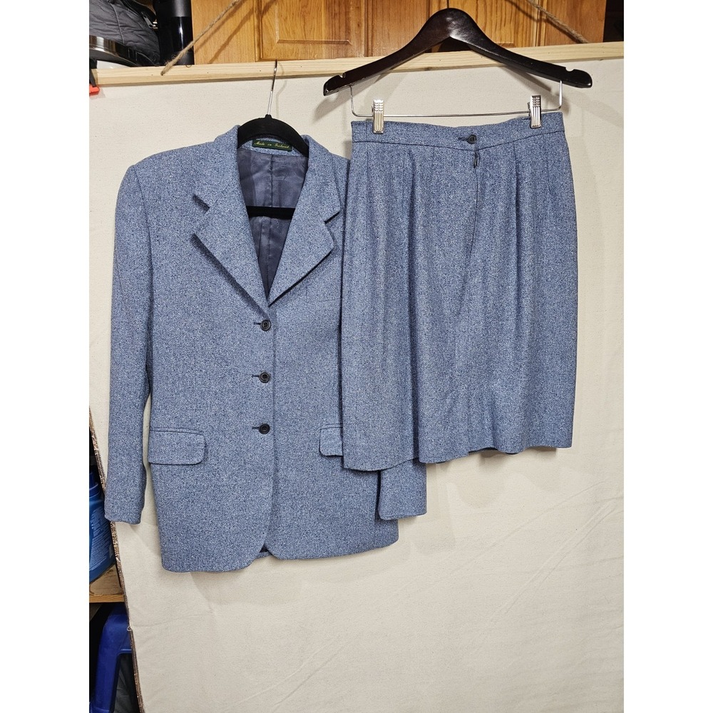 Magee Ireland Women's Silk Suit Set Skirt Size 10 Blazer Size 12 Vintage 70s